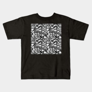 Black and White Bee Fashion Print Kids T-Shirt